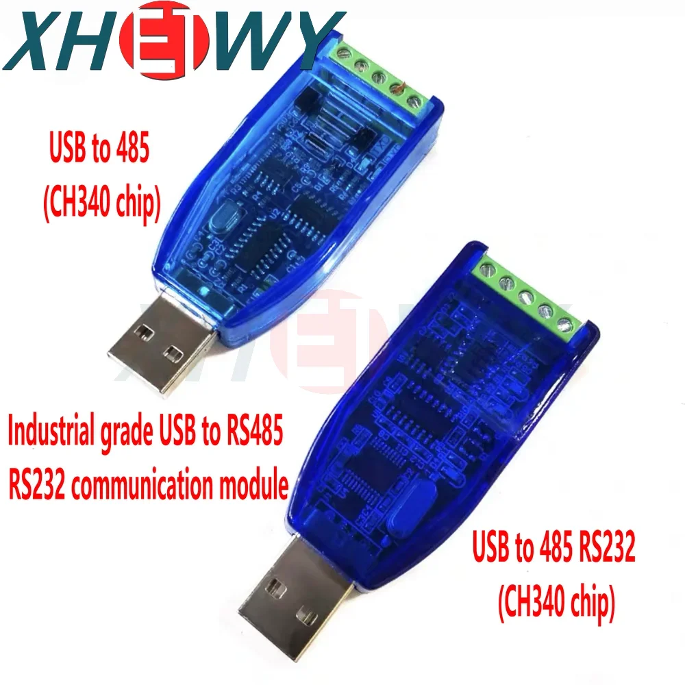 Industrial grade USB to RS485 RS232 communication module bidirectional half duplex serial line converter TVS protection