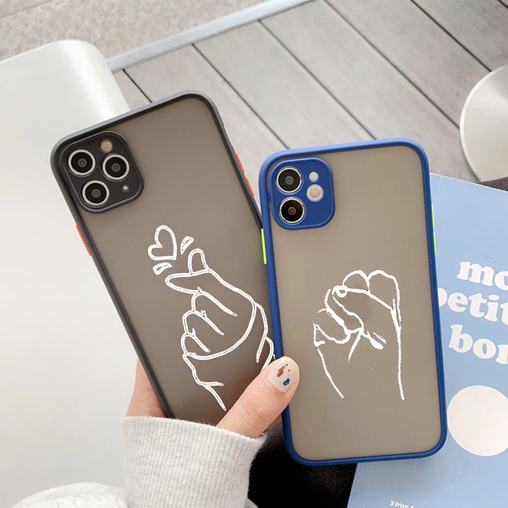 Matte Phone Case for iphone 14 15 Pro XS Max 13 8 7 Plus 12 11 XR X SE Girl Gesture God Finger Line Art Translucent Funda Shell