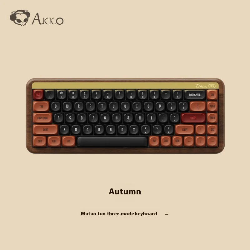 

AKKO Walnut mechanical keyboard wired 2.4G wireless gaming keyboard suitable for Mac/Win solid wood gifts for computer gamers