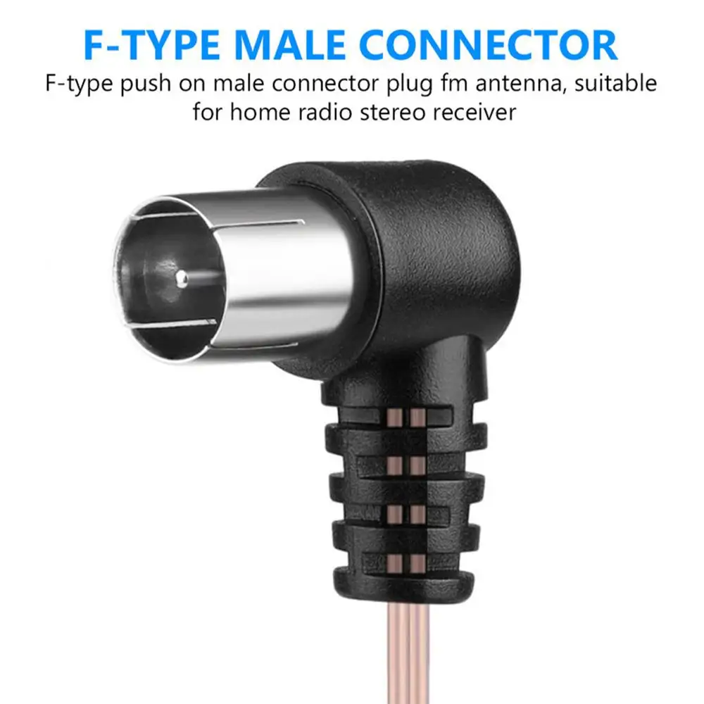 FM Rádio Dipolo Indoor Antenas, HD Receptor Aéreo, Masculino Tipo F Conector, Uso Interno, Z4C7, 75 Ohm