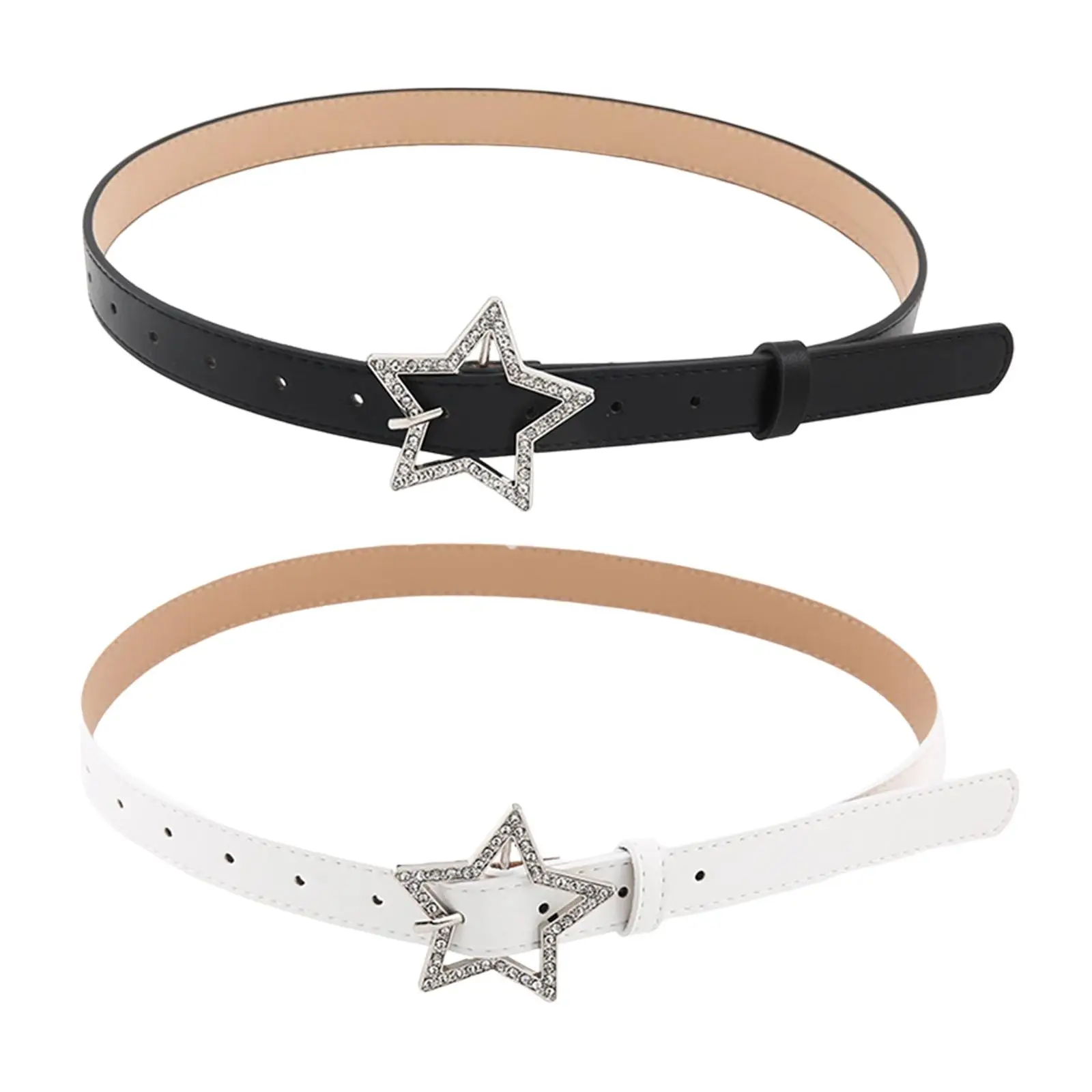 

2-6pack Women Star Rhinestone Waistband PU Leather Belt for Party