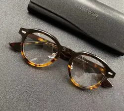 Retro acetate glasses frame for men with nose pads circular designer brand optical prescription computer glasses for women
