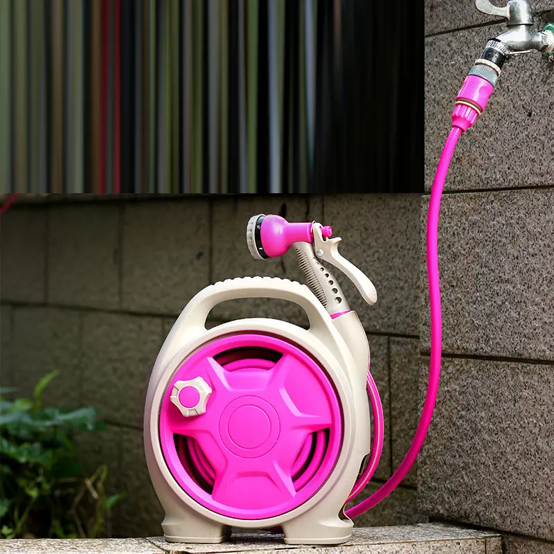 Portable Plastic Garden Hose Reel Retractable Water Hose for Home Garden Lawn Yard