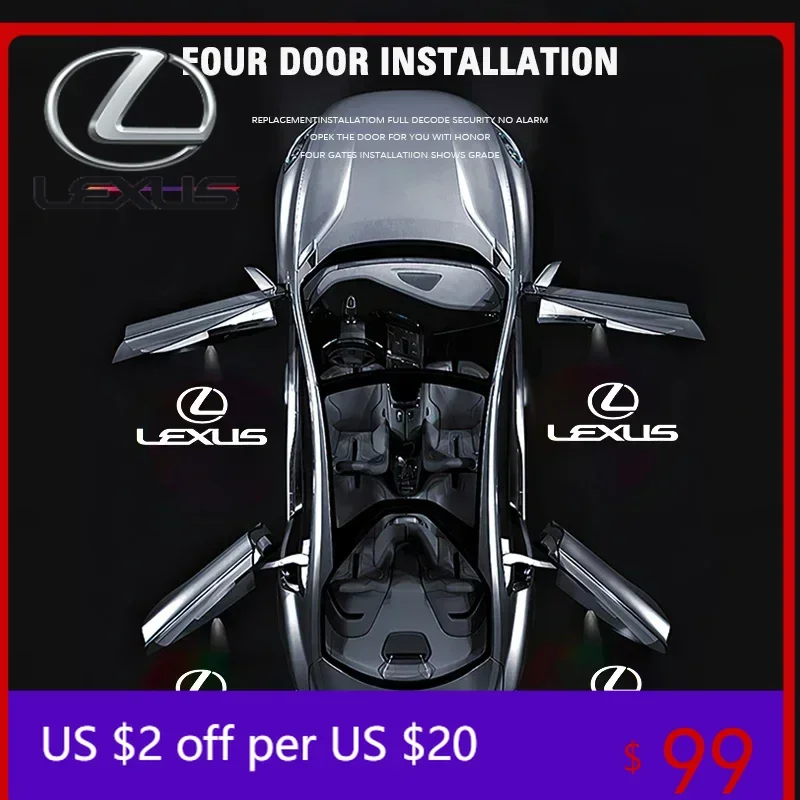 

Внутренние молдинги для Lexus F SPORT ES RX NX LS UX LM LX GX LC RZ IS CT GS RC HS SC TX LBX IS300, 2 шт., светодиодные проекторы для дверей автомобиля