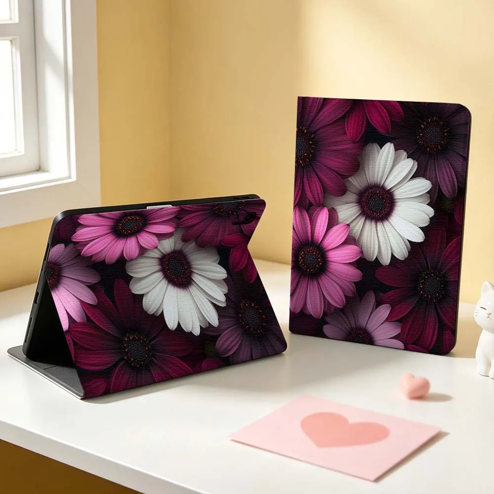 Creative Design Flower Picture For Apple iPad Pro Mini Air A16 A17 A14 4 5 6 7 6th 12th Gen M5 11 13 M4 Pen Tray Tablet Case