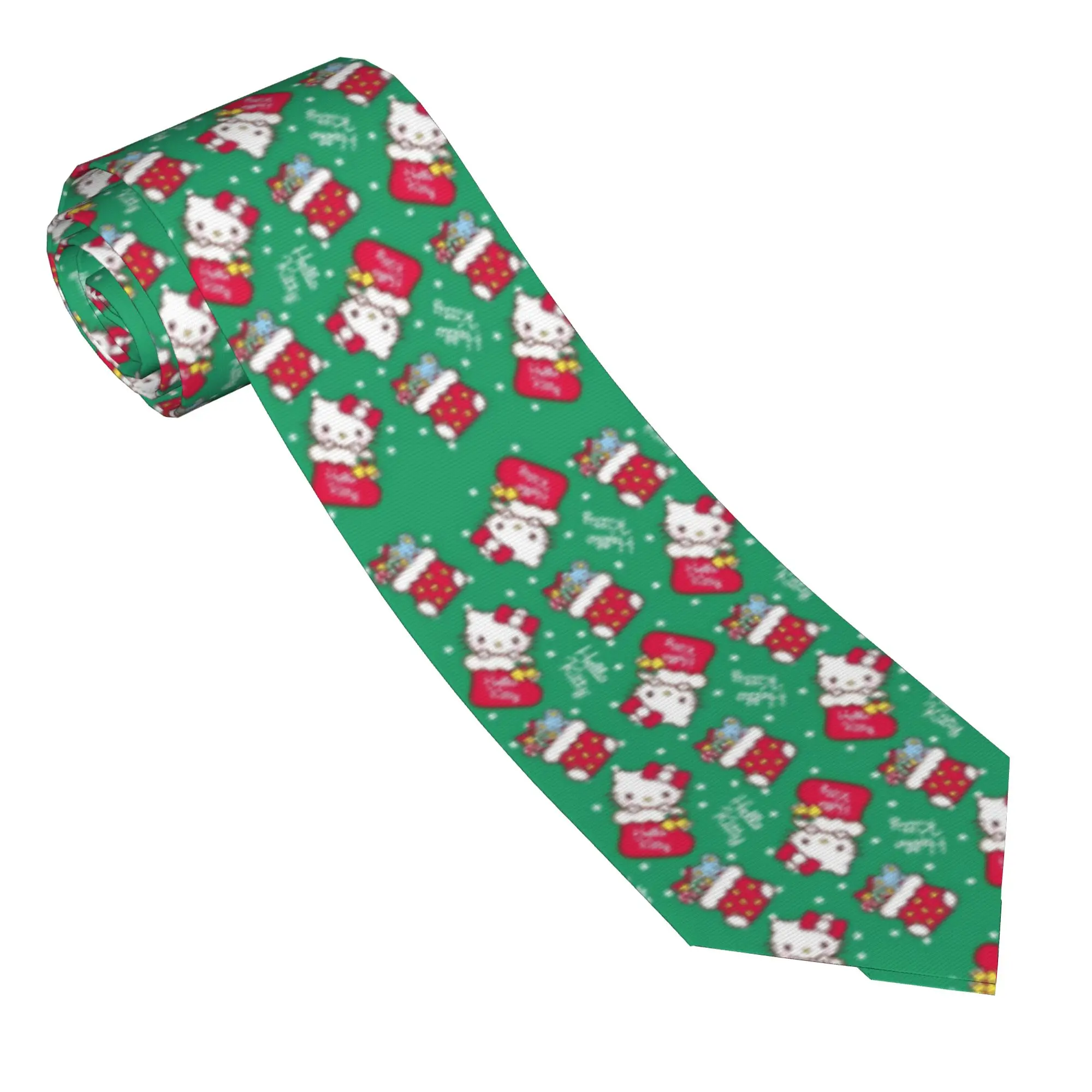 

Christmas Hello Kitty Cartoon Neckties Men Women Polyester 8 cm Narrow Neck Ties for Mens Accessories Cravat Wedding Gift