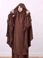 Eid femmes musulman prière vêtement Khimar robe longue 2 pièces ensemble foulard Jilbab Abaya Ramadan robes Largos robes de soirée arabe 1