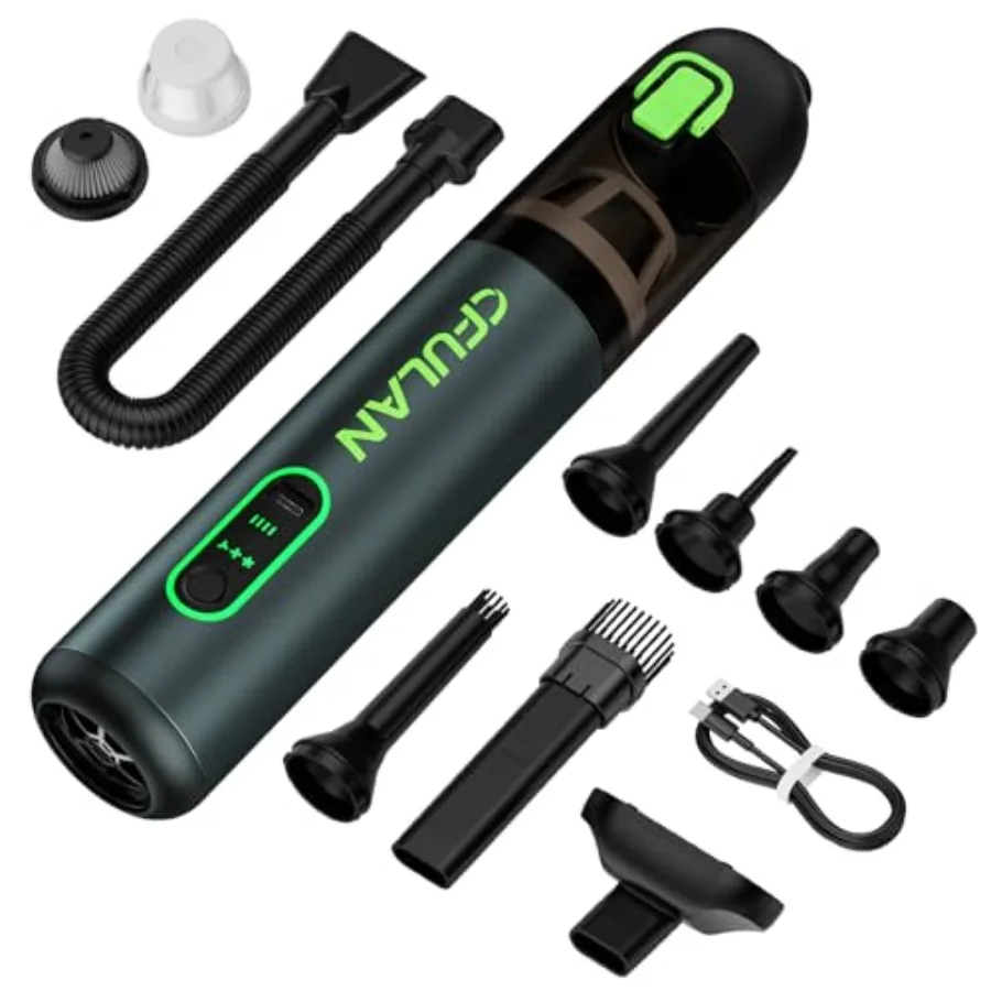 

Портативный беспроводной автомобильный пылесос 21KPa 4-в-1, ручной мини-пылесос с 8 насадками, 3 режимами всасывания, очистка одним нажатием кнопки