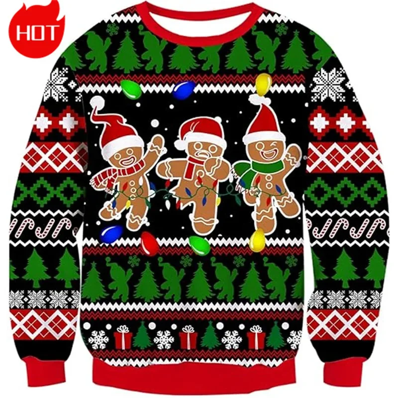 3D Xmas Printed Sweatshirts Mens Ugly Christmas Sweater Funny Fashion New In Sweaters Ugly Sweaters Christmas Jumper Men Clothes