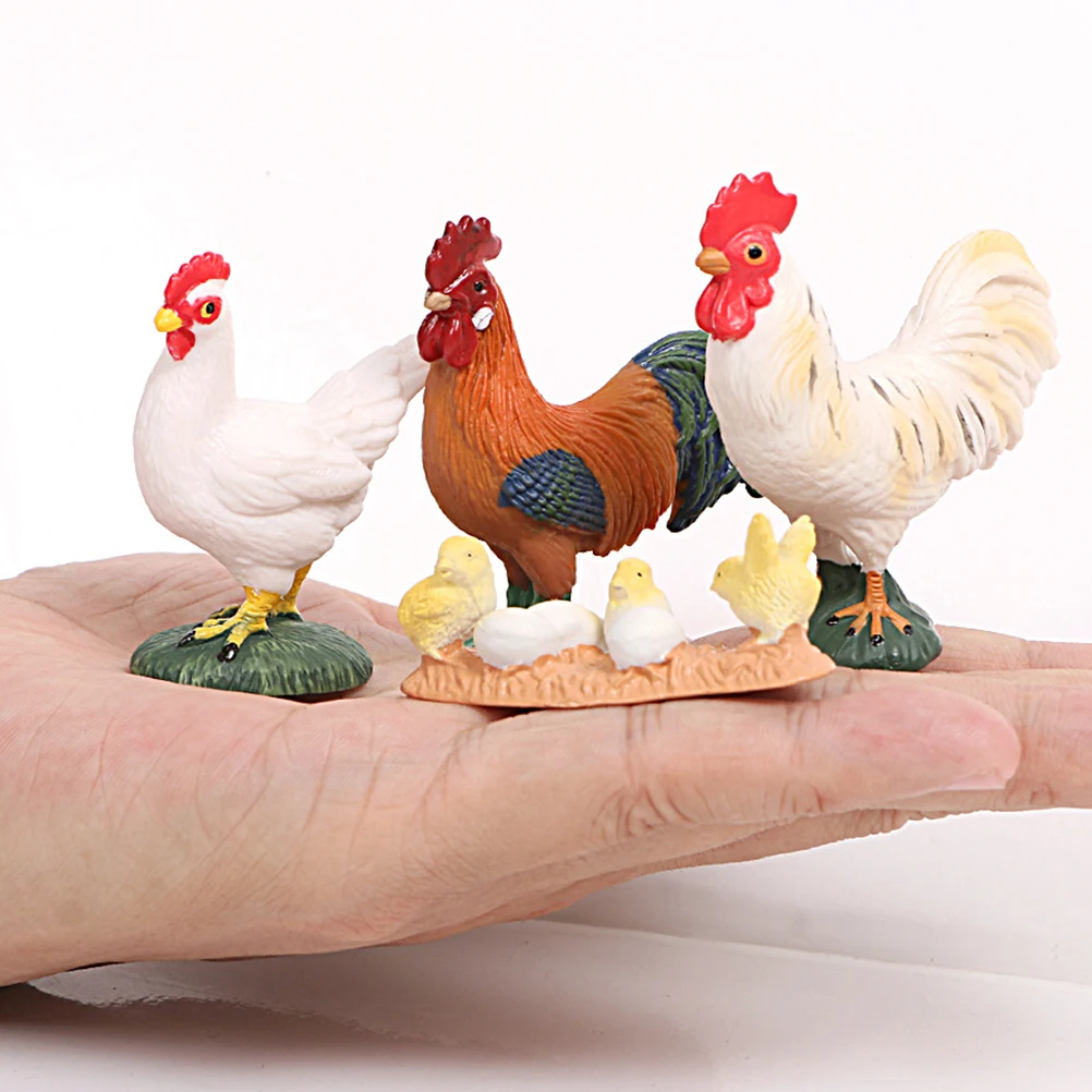 

2pcs Chicken Model Ornament Chicken Decorations Realistic Figurine Statue Animal Model Home Office Bedroom Party