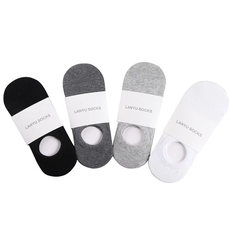 20 Pairs Men\'s Boat Socks For Sport Shoe Invisible Socks Slippers Cotton Silicone Non-slip No-show Male Ankle Socks Breathable