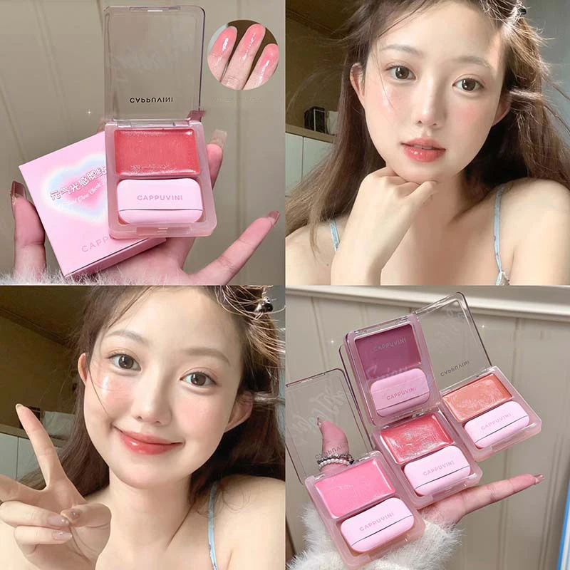 1Pc Cappuvini Dewy Water Glow Cream Blush & Highlighter Stick Palette Multi-Gebruik Bouwbaar Kleur Vervaging Luchtig Effect voor Gezicht