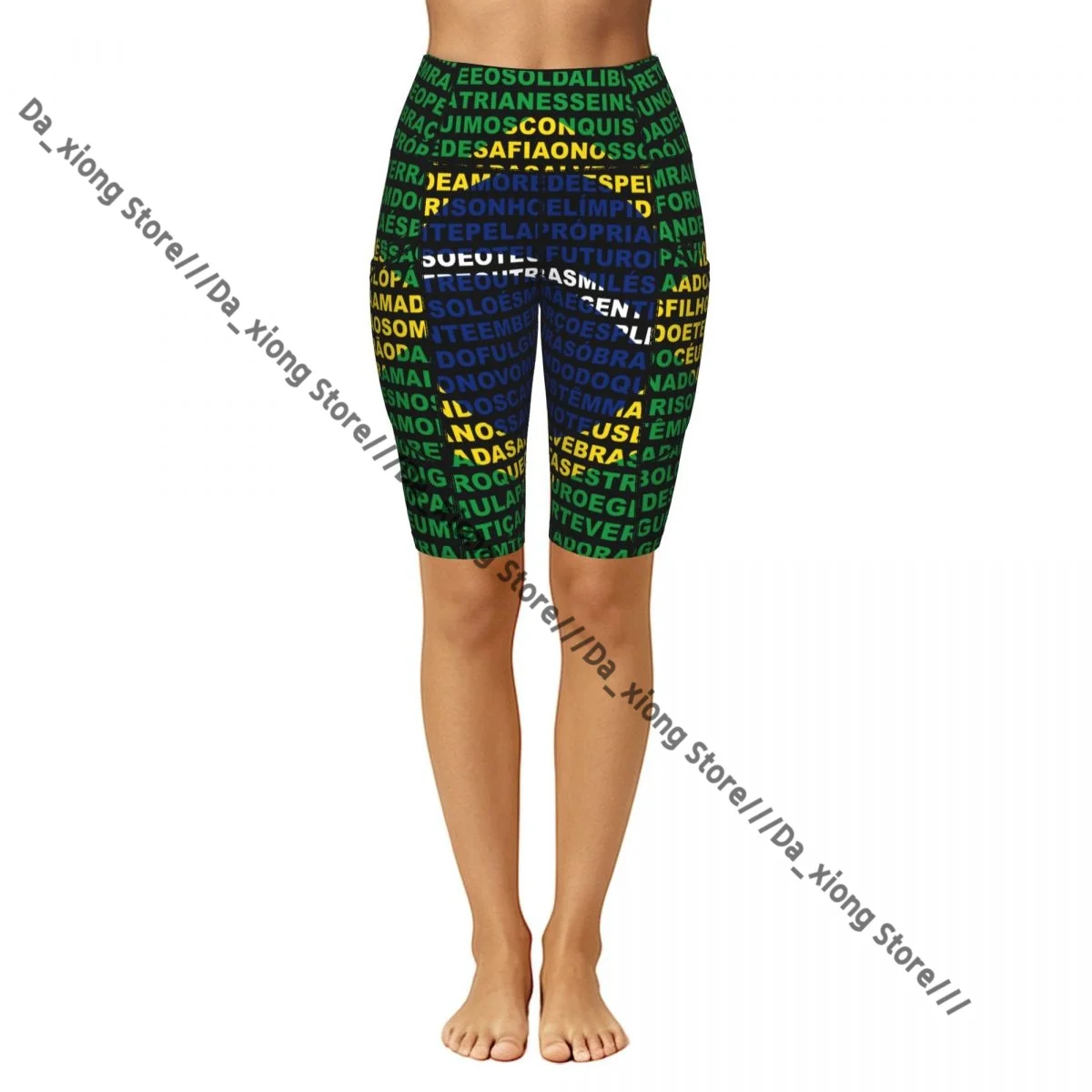 Female Hip Lift Yoga Shorts Brazil Flag Daily Wear Fitness Active Pants