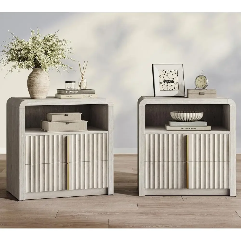 

Nightstand Set o 2, 23.6" luted Night Stand with 2 Ders, Curve Proile Bede Table with Solid Metal Handle, Thicken End Side Table