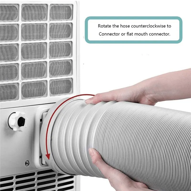 [NEW!A67Z】 AC Vent Hose-Heat Resistant, Extendable 2M X 130Mm Counter-Clockwise Thread Exhaust Pipe For Air Conditioners- Portab