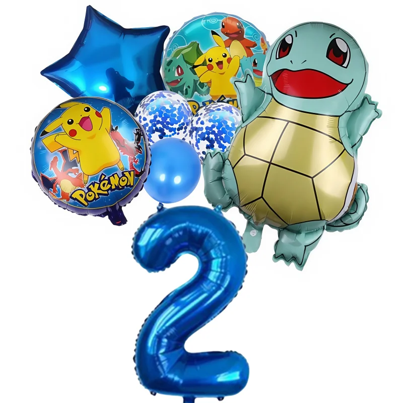 2 セット 8 個ピカチュウフィギュアデアニメ誕生日パーティー誕生日パーティーの装飾子供ブルーバルーン 1 2 3 4 5 6 7 8 9 風船ベビーショー