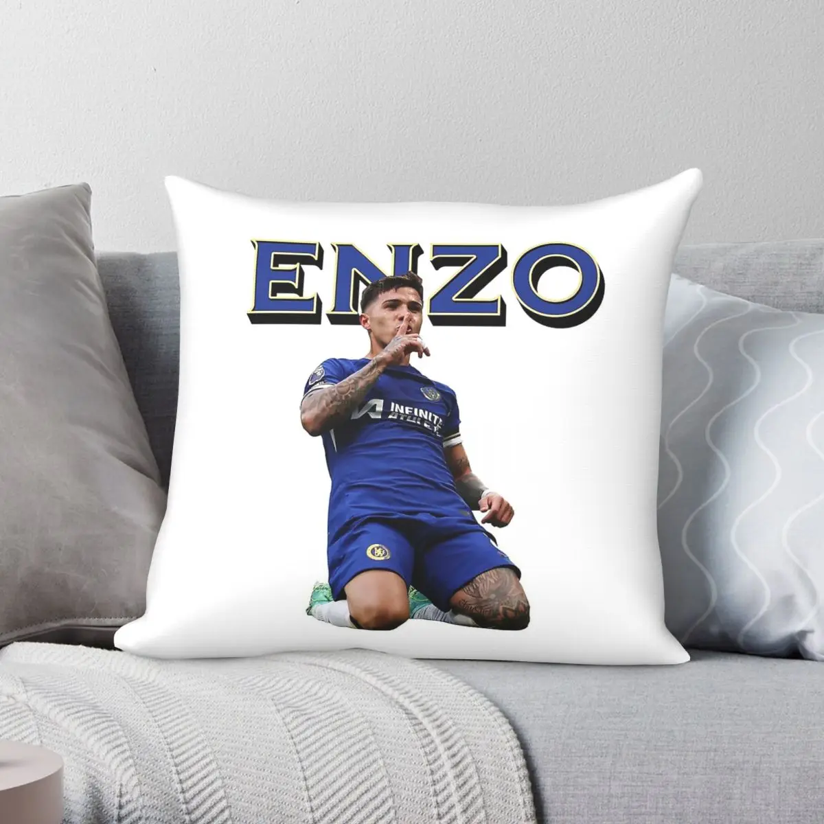 Enzo Fernﾡndez Pillowcase Polyester Linen Velvet Printed Zip Decorative Pillow Case Room Cushion Cover