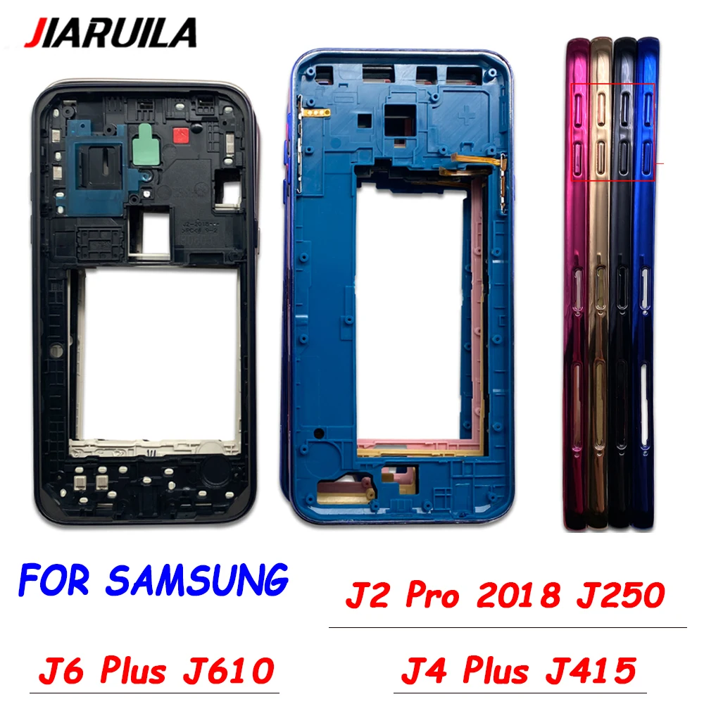 New Middle Frame Bezel Housing Case Middle Plate Rear Housing Back Cover For Samsung J4 Plus J415 J6 Plus J610 J2 Pro 2018 J250