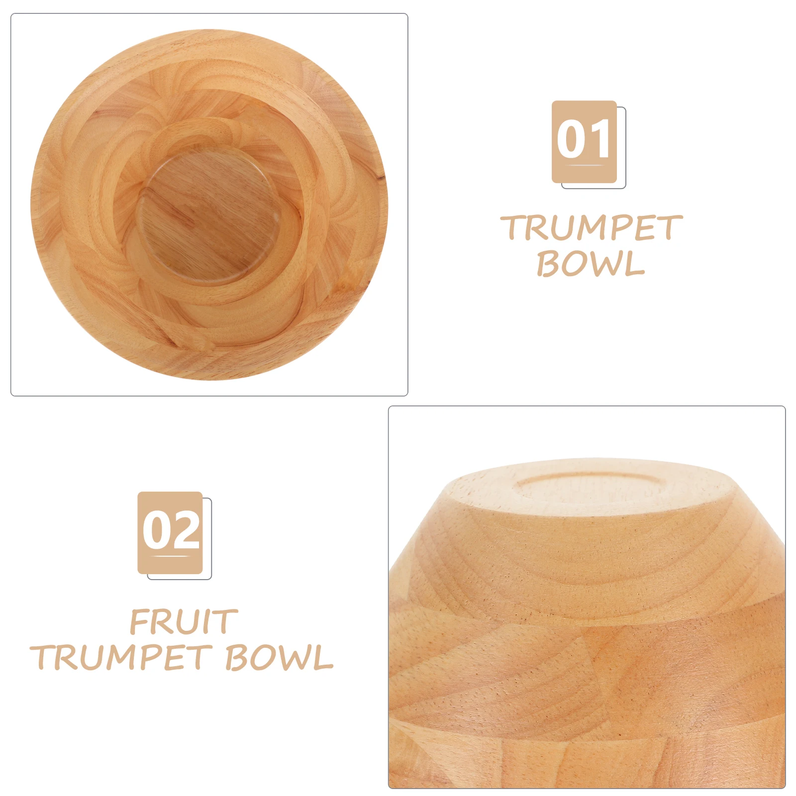 

Wooden Fruit Trumpet Snack Dessert Serving Bowl for Salad Cereal Pasta Noodles Rice Multi Use Heat Resistant Lightweight