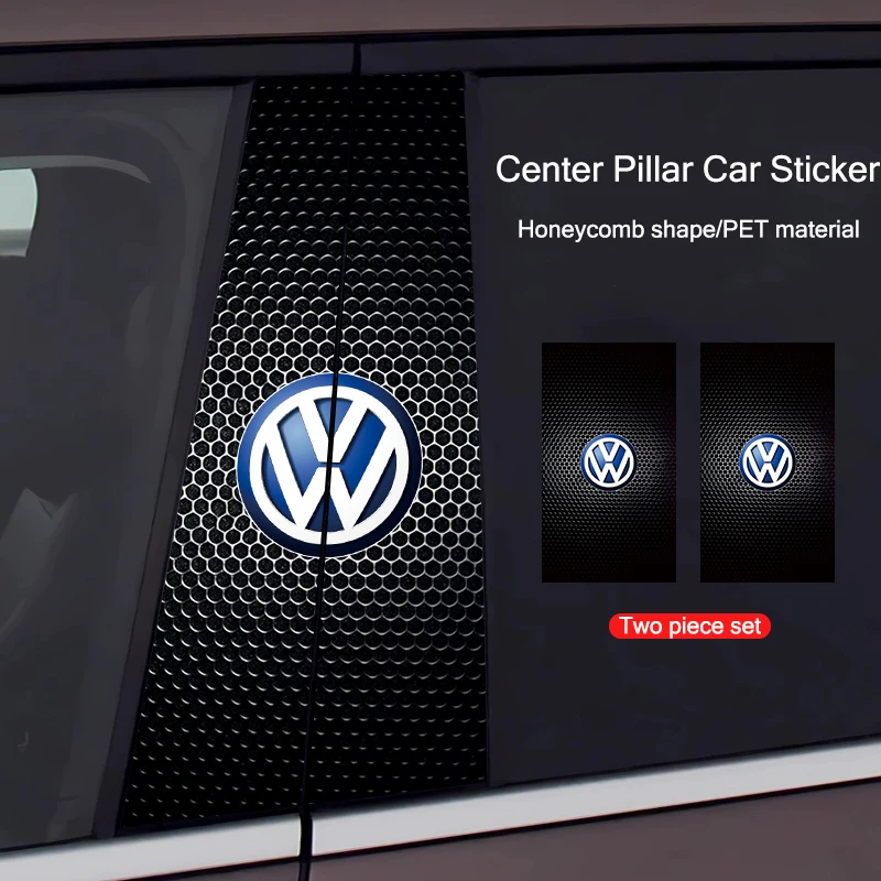 Car Stickers B-Pillar Center Column Decoration Cover PET Decals Auto Accessorie For Volkswagen VW RLine R Golf Amarok T5 Phaeton