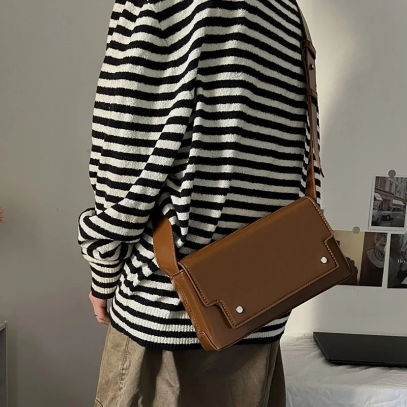 Luxury Designer Shoulder Bag for Man Solid Color 2023 New Fashion Pu Leather Trend Phone Purse High Quality Casual Crossbody Bag