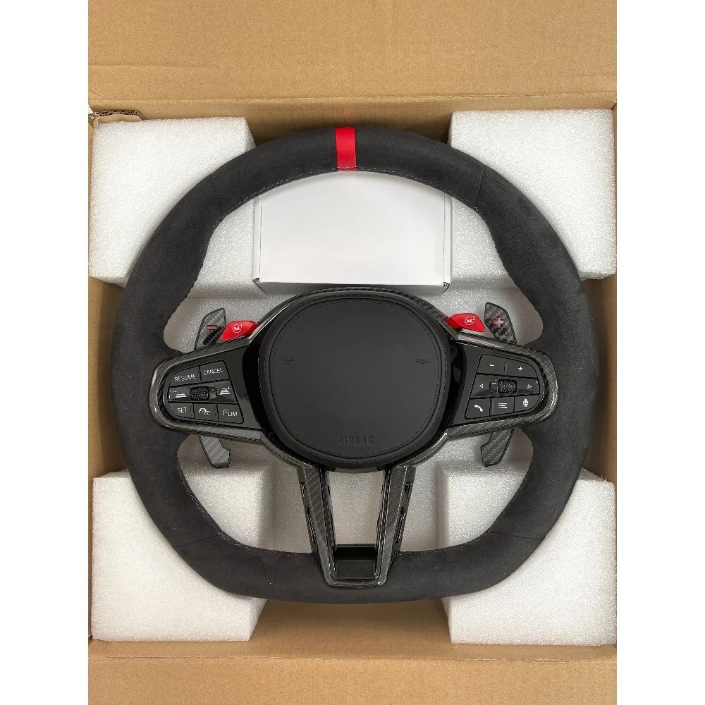 Suede Racing Steering Wheel for BMW 3 Series G20 5 Series G30 M3 G80 M4 G82 F30 Trim M1 M2 RedCustom Car Interior Accessories