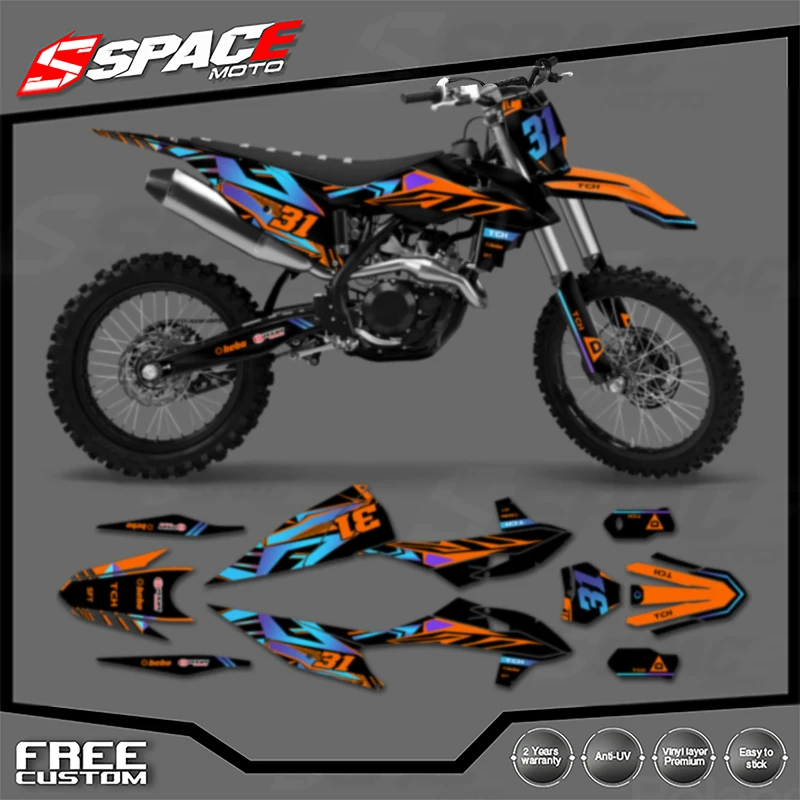 

SPACE индивидуальная мотоциклетная графическая фоновая наклейка для KTM 125 250 300 350 450 2019-2022 SXF 2020-2023EXC наклейки наборы наклеек 03