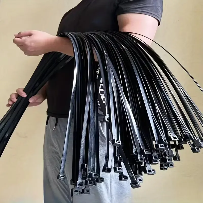 250/500/1000Pcs Black Nylon Cable Ties Self-locking Cord Ties Straps Adjustable Cables Fastening Loop Home Office Wire Zip Tie
