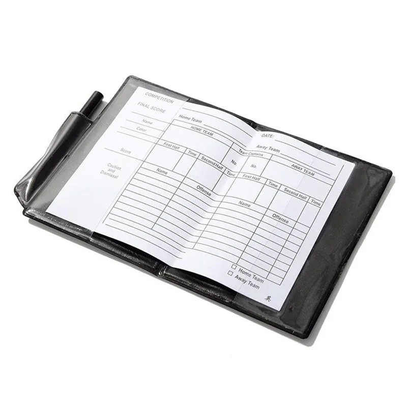 Soccer Referee Record Book Fluorescent Red Yellow Cards With Leather Wallet And Pencil Recording Paper Football Equipment