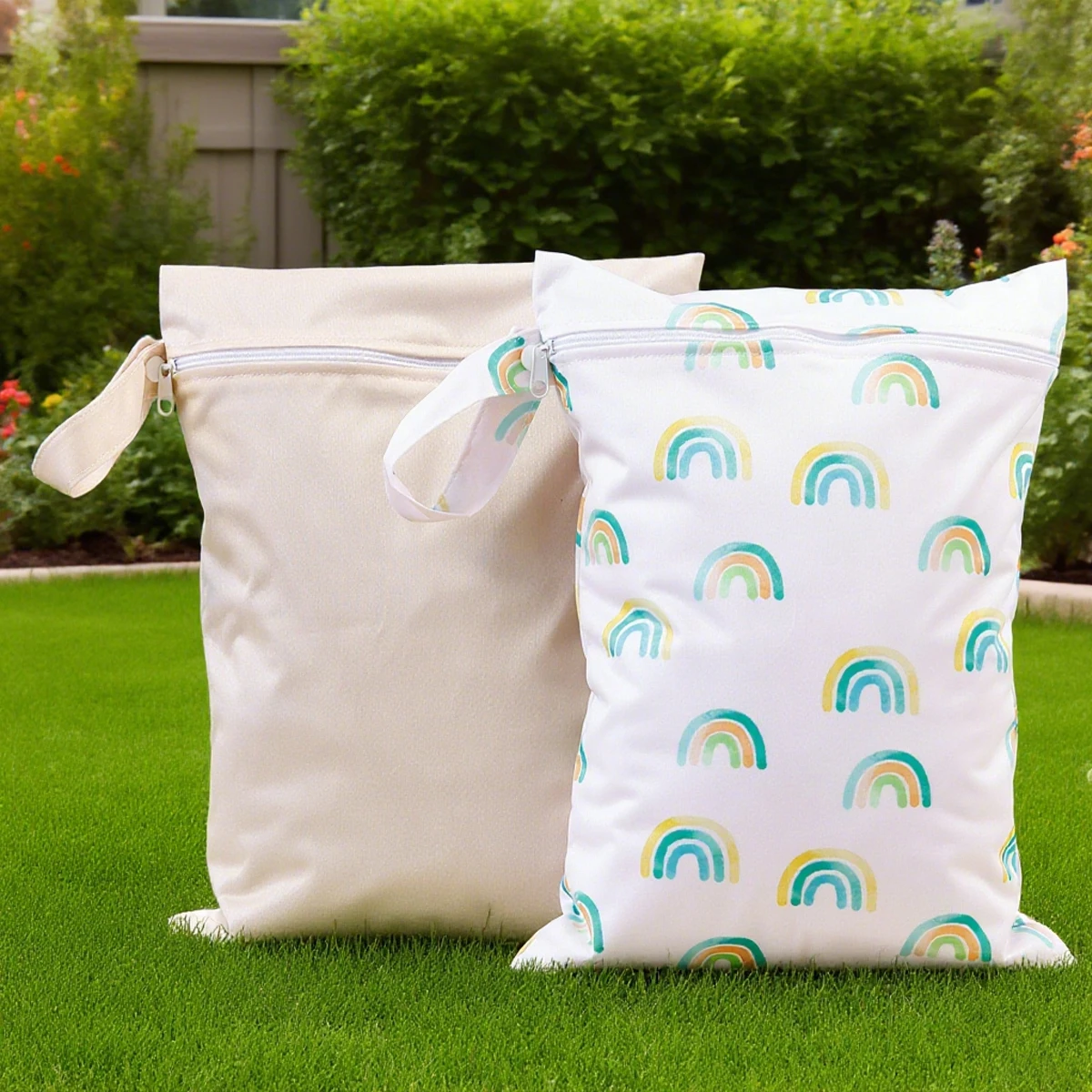 Elinfant 2 قطعة أكياس حفاظات مقاومة للماء حقيبة التخزين حقيبة جافة رطبة للشاطئ وحمام السباحة وصالة الألعاب الرياضية وحقيبة الحفاضات المحمولة