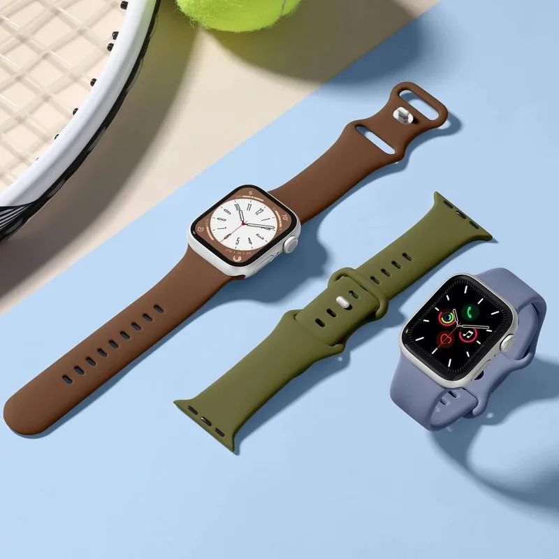 

Strap For Apple Watch Band 45mm 46mm 44mm 49mm 41mm 40mm 42mm Silicone Sport Bracelet Correa iWatch Series 10 SE 9 8 Ultra 7 5 6