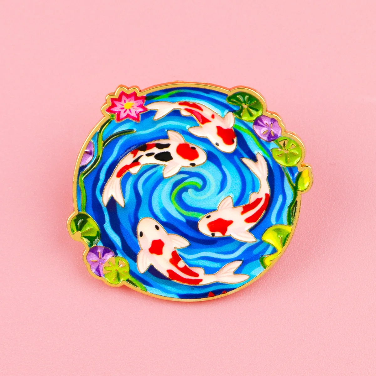 Koi Fish Enamel Pin Lucky Koi Pond Brooch Lapel Badge for Backpacks Hats Jackets Japanese Style Jewelry Gift for Collectors - view 2