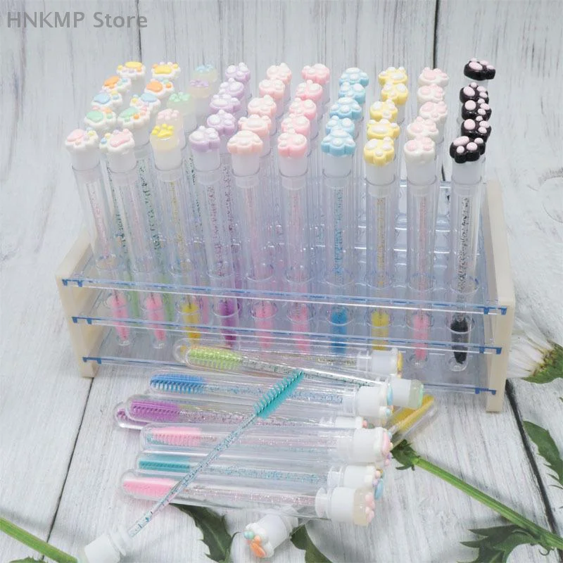 

Cartoon Cat Paw Eyelash Brush Tube Disposable Mascara Wands Tube Reusable Lash Spoolies Brush Dustproof Cleaner Storage Tubes