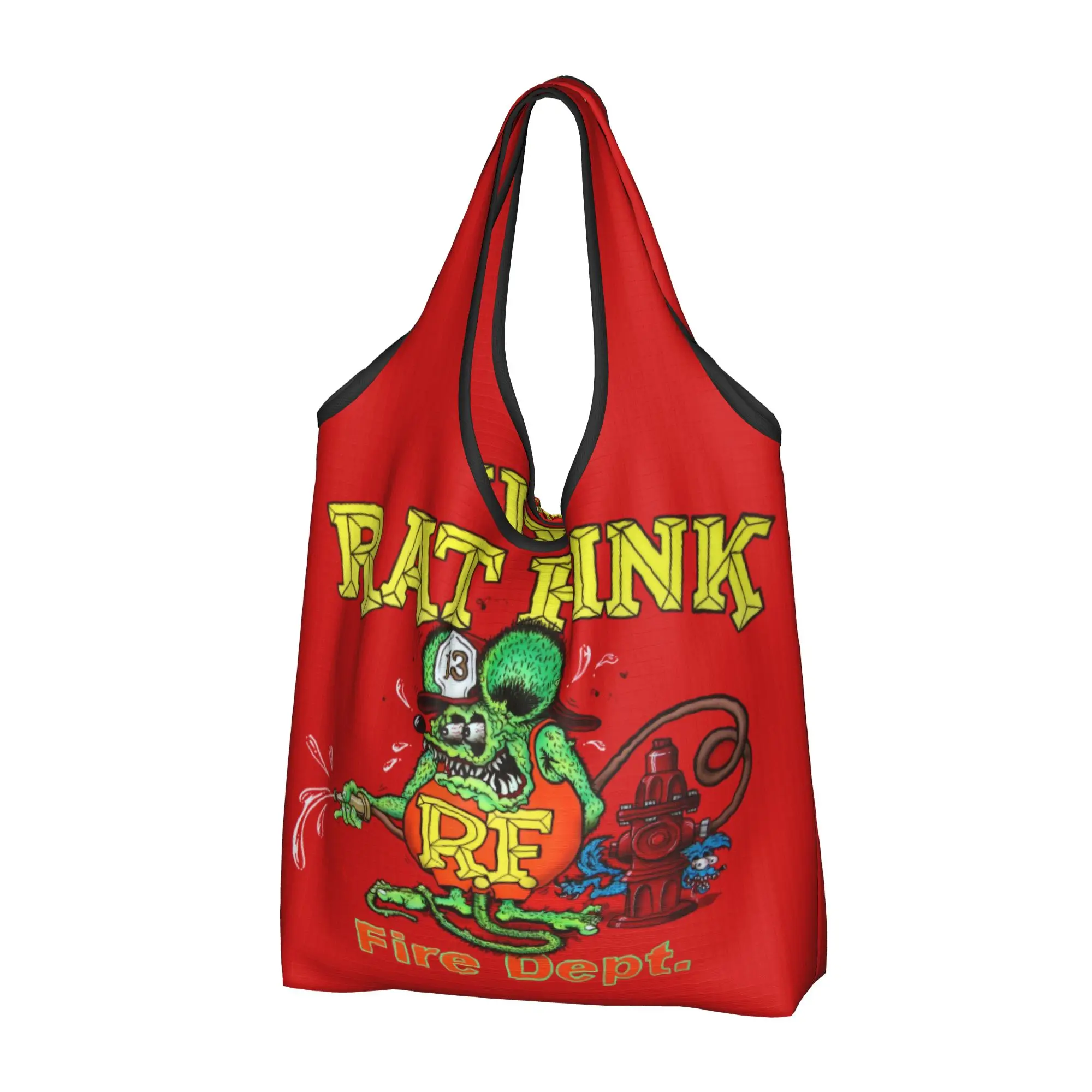 Anime Cartoon Rat Fink Groceries Shopping Tote Bag Women Cute  Shopper Shoulder Bag Big Capacity Handbag