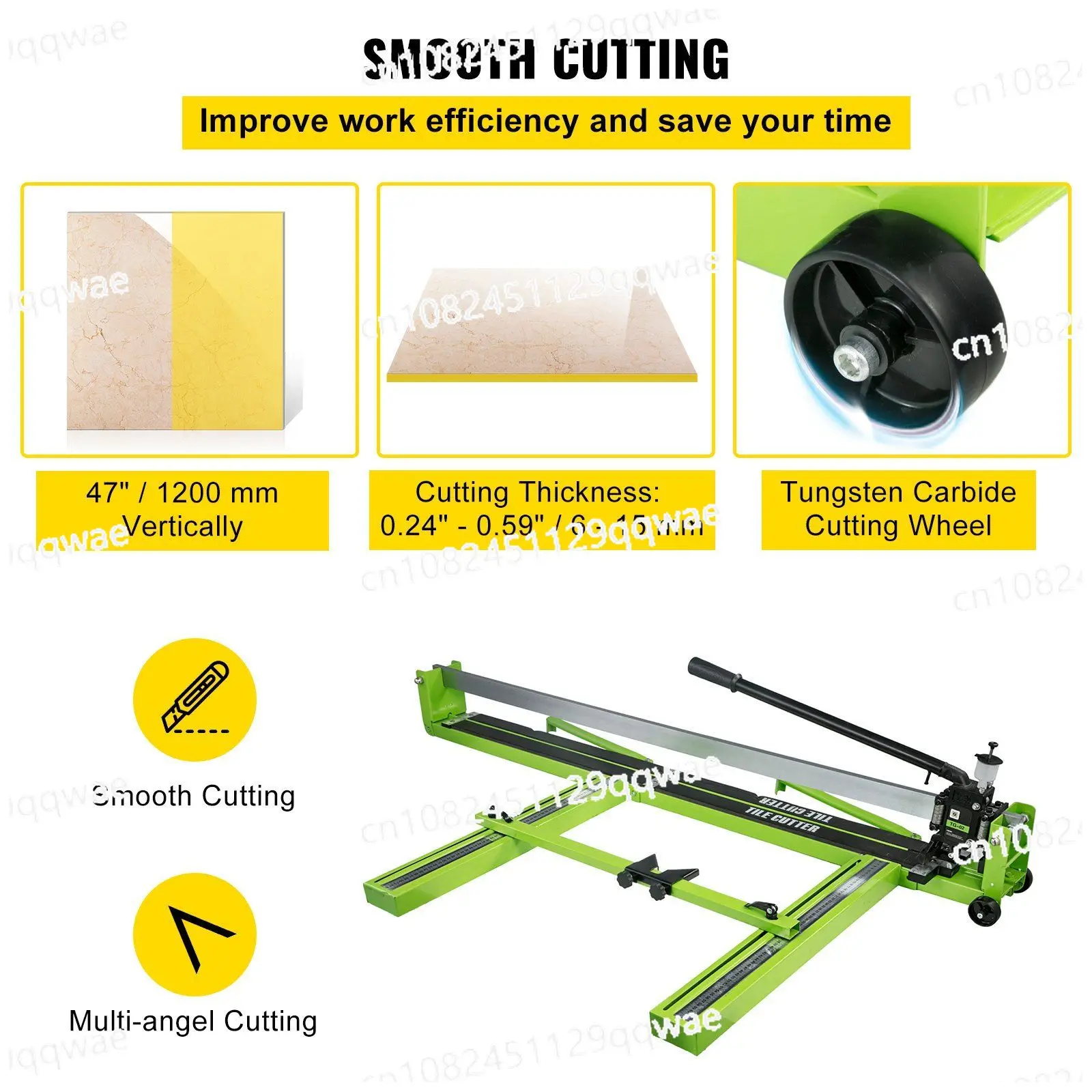 Manual precision tile cutting machine 1200mm, full steel frame ceramic floor tile cutting machine, with guide rail