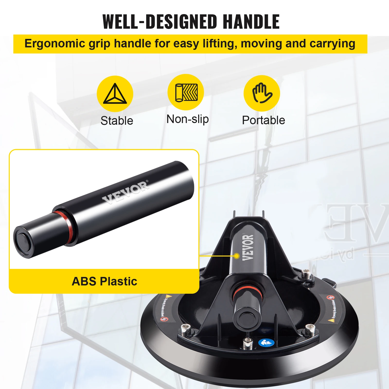 VEVOR 9 Inch Hút Chân Không Hút Nâng 275 Lbs Công Suất Tải Hạng Nặng Cầm Tay Thuỷ Tinh Nâng Cho di Chuyển Lớn Đá Hoa Cương Ngói
