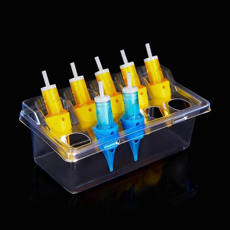 10 قطعة خرطوشة الوشم القابل للتصرف حامل الكأس جودة عالية البلاستيك الشفاف مزج شطف تمييع تجفيف تنظيف كوب