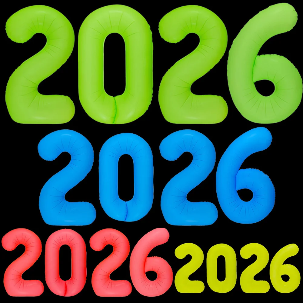 

40 inch 2026 Foil Number Balloons Fluorescent New Year Eve Festival Party Decor Glow in The Dark Graduation Party Decorations