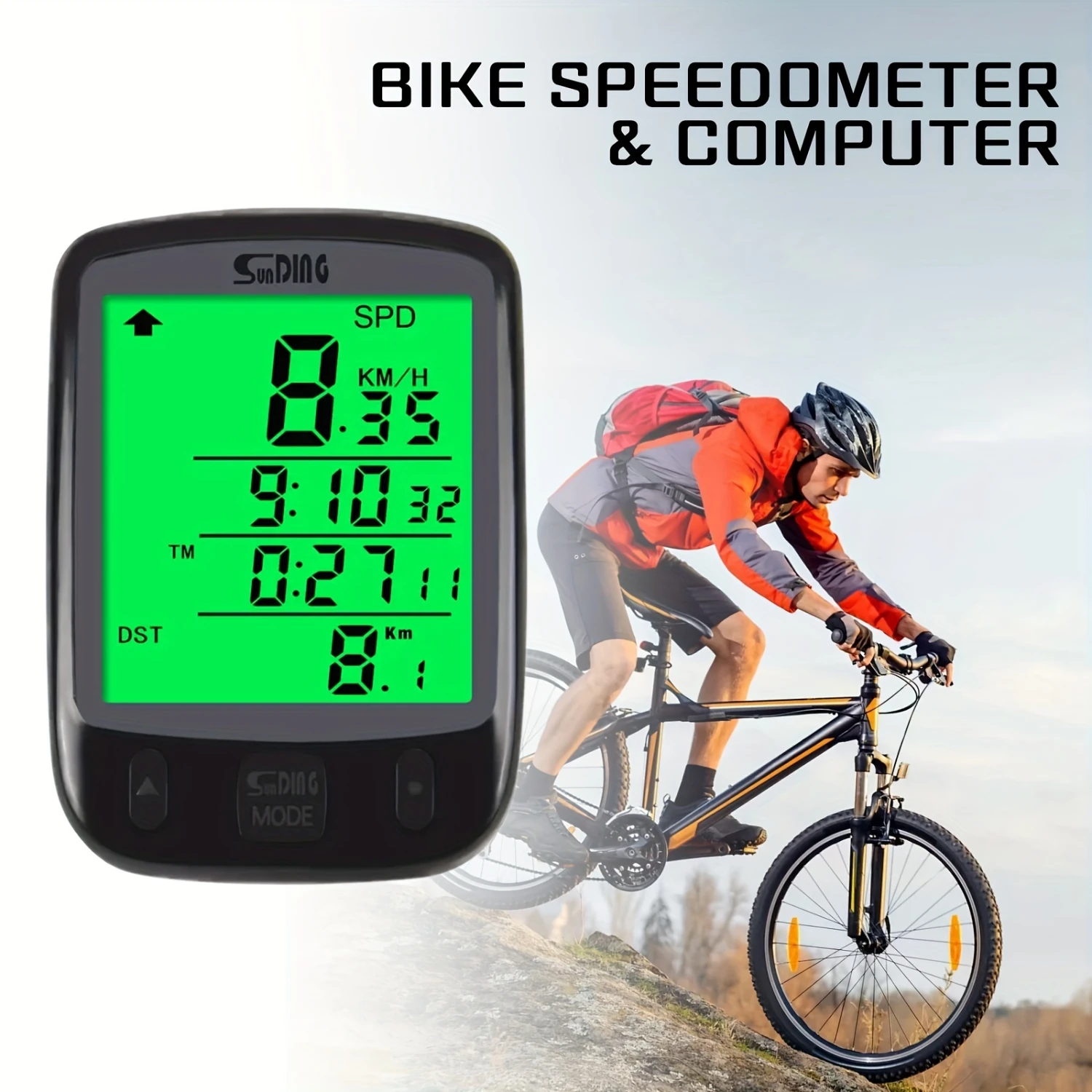 1pc Multifunctional Waterproof Bike Speedometer And Odometer With LCD Display, Bicycle Computer Cycling Tracker For Distance, Sp