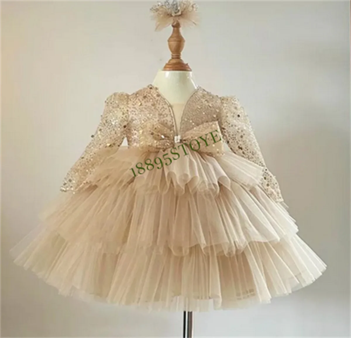 Girls Bridesmaid Dress For Wedding Sequin Tulle Ball Gown Girl Princess Dresses Elegant Birhtday Party Costumes