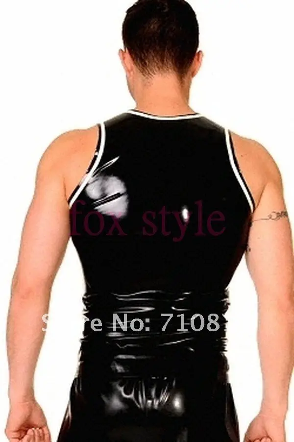 latex Tank Tops with front zipped rubber top wear for man whole sales