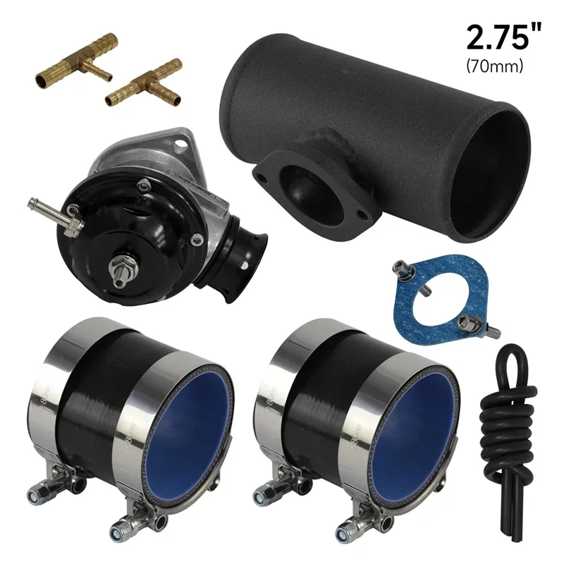 

10PSI Blow Off Valve BOV +Type RS 2.75'' 70mm Flange Pipe Adapter Silicone Hose Kit