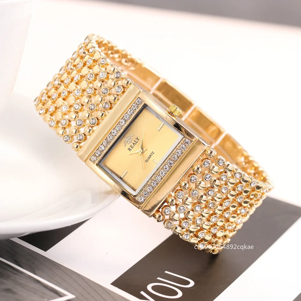 Women Square Quartz Watch Luxury Diamonds Watches for Women Ladies Dress Crystal Wristwatch Elegant Bracelet Zegarek Damski