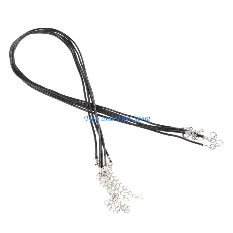 HX6F 5Pcs Leather Cord Wax Rope Chain Wax Cord Necklace Pendant For DIY Handmade Lobster Clasp String Cord Jewelry Chains