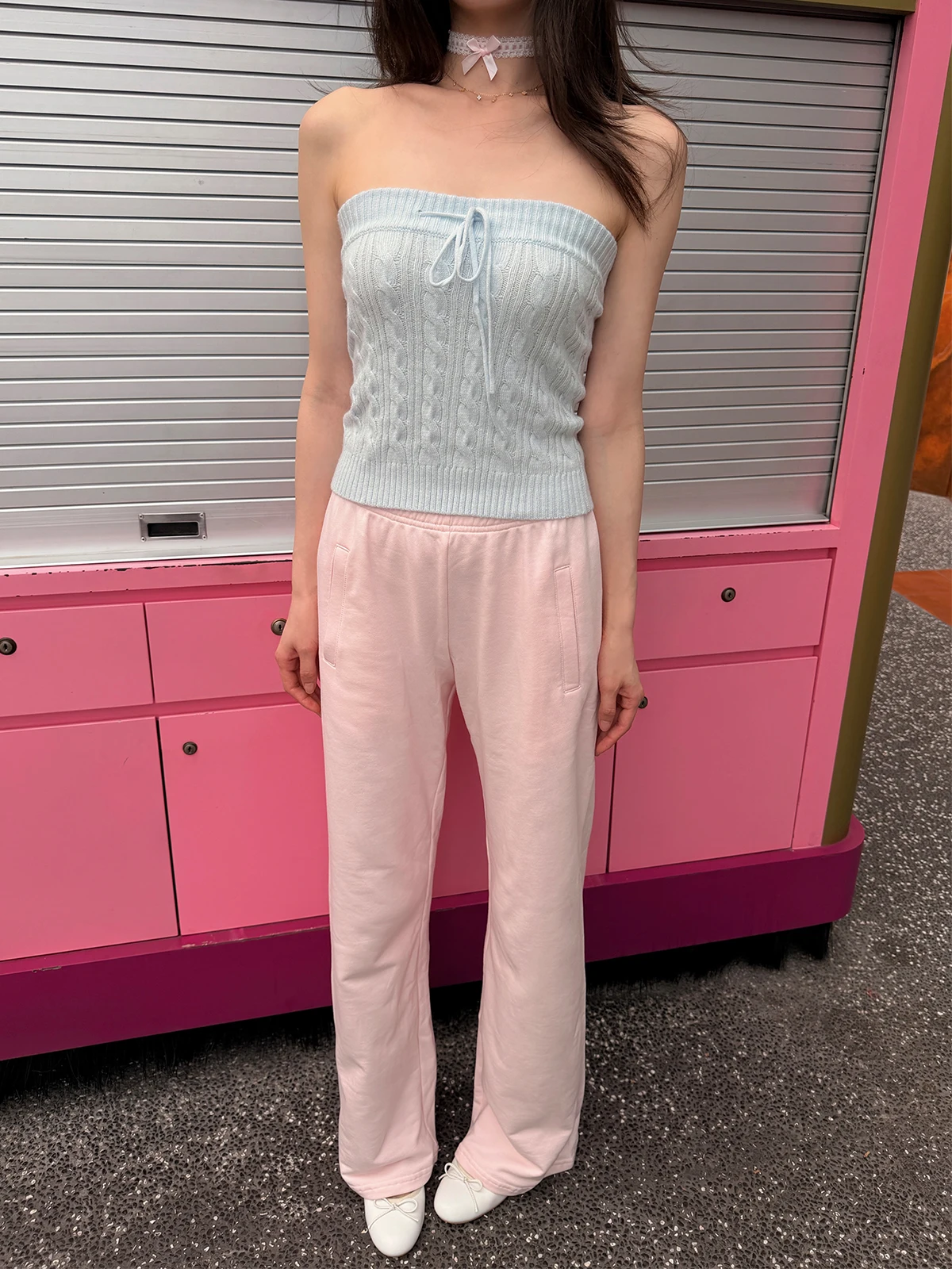 

Светлый вязаный топ-свитер с бантом и узлом, облегающий, укороченный, универсальный, модный женский аксессуар