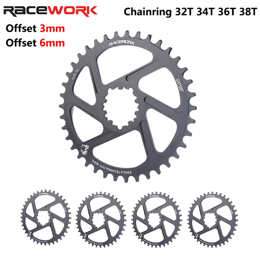 

Звездочка RACEWORK MTB со смещением 3/6 мм, узкая, широкая звездочка для горного велосипеда 32T 34T 36T 38T, Корона, совместимая с XX1 X9 XO1
