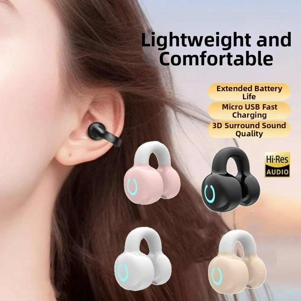 Extra Long Calls General Bluetooth 5.3 Earphone Single Ear Bone Conduction Ear Clip Bluetooth Wireless Headset Long Battery Life