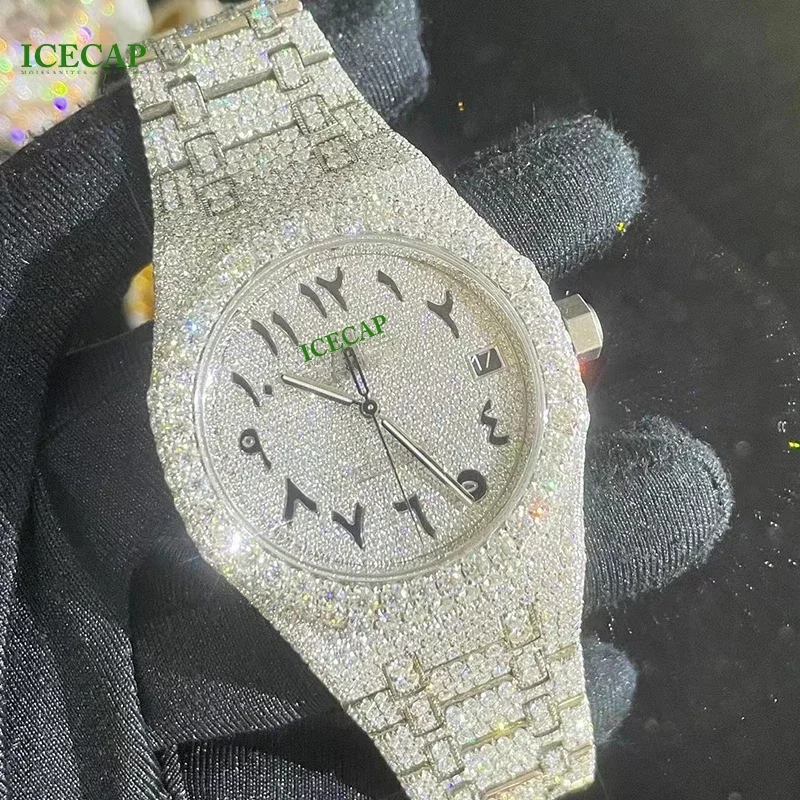 

Wholesale New Design Fashion Jewelry Iced Out VVS Moissanite Diamond Mechanical Watch Bling Bling Hiphop Luxury Wrist Watch