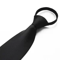 Black Simple Clip on Tie Security Tie Doorman Steward Matte Funeral Tie for Men Women Students 4