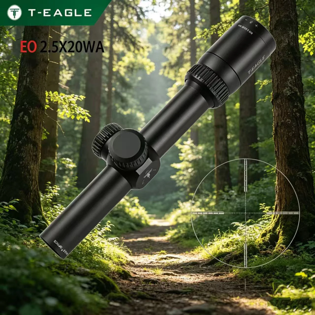 T-EAGLE EO 2.5X20HK T-EAGLE EO 2.5X20HK, a fixed magnification and rapid aiming sight without focusing adjustment, is a high-def